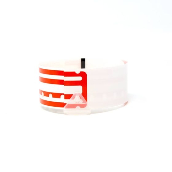 Picture of CompuBand® Direct Thermal Patient ID Wristband, Adult, Snap Closure, 1.5" Core, Red