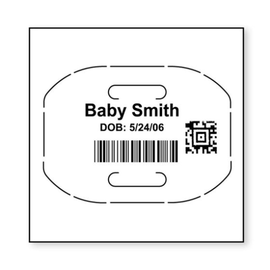 Picture of Precision® Thermal Bar Code Tag, 1/2" x 1/2" Core, 1-1/2", Pedi/Infant, White