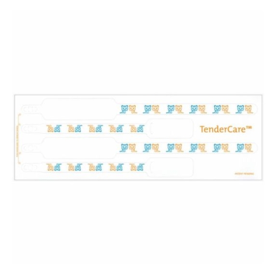 Picture of TenderCare® Direct Thermal Newborn Identification Wristband Set, 4-Part Adult & Infant, 1.5" Core, White with Tigers