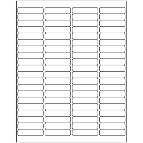 Picture of PDC Permanent Laser Paper Label, 2" x 1/2", White, 80 per Sheet, 1,000 Sheets per Box