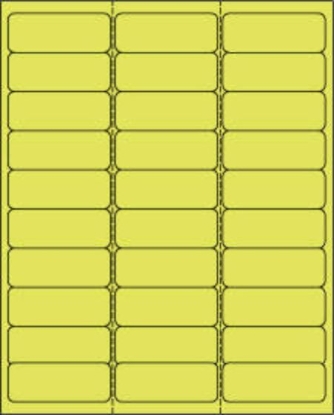 Picture of PDC Laser Chart Label, 2-5/8" x 1", Fluorescent Yellow, 30 Labels per Sheet, 30 Sheets per Pack
