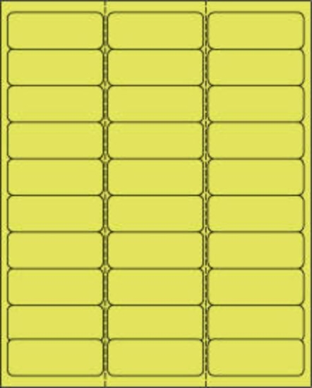 Picture of PDC Laser Chart Label, 2-5/8" x 1", Fluorescent Yellow, 30 Labels per Sheet, 30 Sheets per Pack