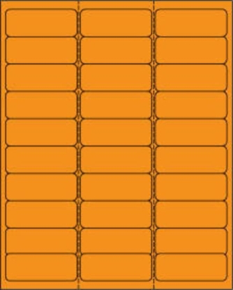 Picture of PDC Laser Chart Label, 2-5/8" x 1", Fluorescent Orange, 30 Labels per Sheet, 30 Sheets per Pack