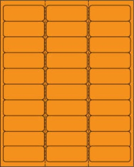 Picture of PDC Laser Chart Label, 2-5/8" x 1", Fluorescent Orange, 30 Labels per Sheet, 30 Sheets per Pack