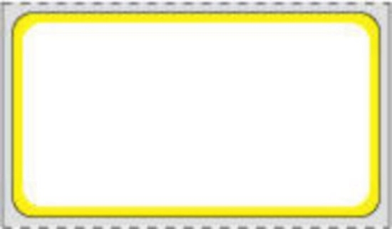 Picture of PDC Permanent Direct Thermal Paper Label, 2-1/4" x 1-1/4", White with Yellow, 1" Core, 1,100 per Roll