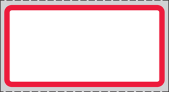 Picture of PDC Permanent Direct Thermal Paper Label, 2" x 1", White with Red, 1" Core, 1,300 per Roll