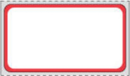 Picture of PDC Permanent Direct Thermal Paper Label, 2-1/4" x 1-1/4", White with Red, 1" Core, 1,100 per Roll