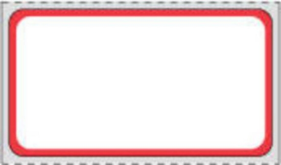 Picture of PDC Permanent Direct Thermal Paper Label, 2-1/4" x 1-1/4", White with Red, 1" Core, 1,100 per Roll
