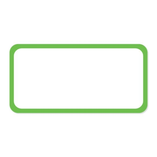 Picture of PDC Direct Thermal Paper Label, 2" x 1", White with Green Border, 1" Core, 1,300 per Roll, 8 Rolls per Case
